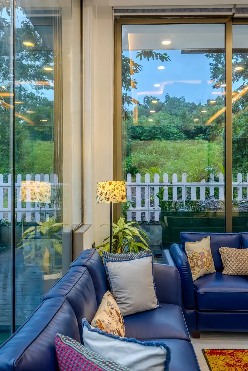 Living room seating, Glass Villa