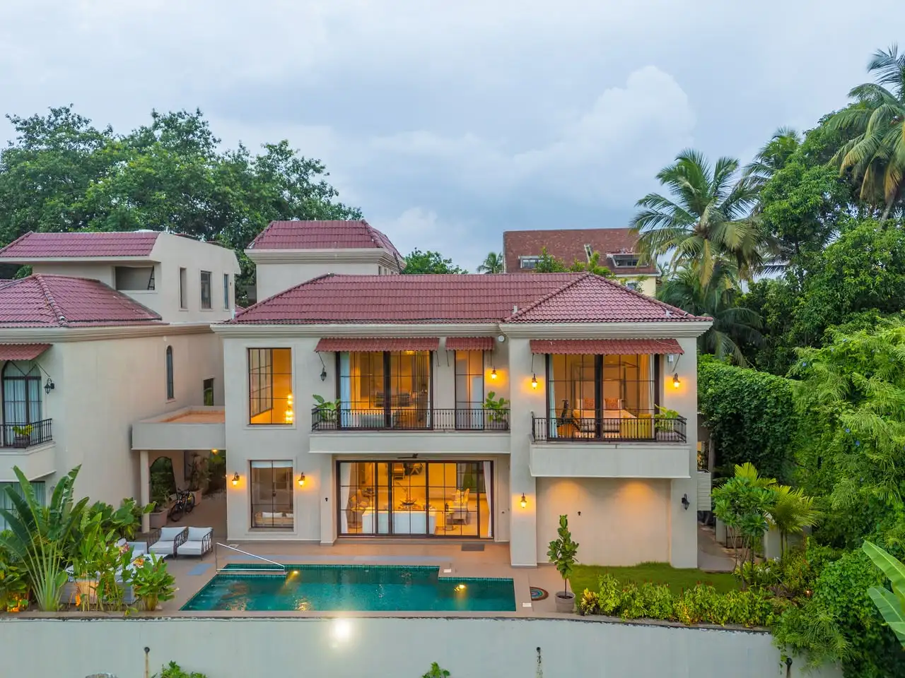 Villa and pool at dusk, Banyan Bliss 1