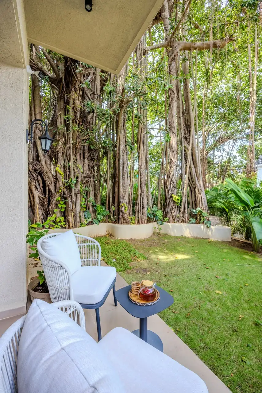 Garden view from the bedroom, Banyan Bliss 4
