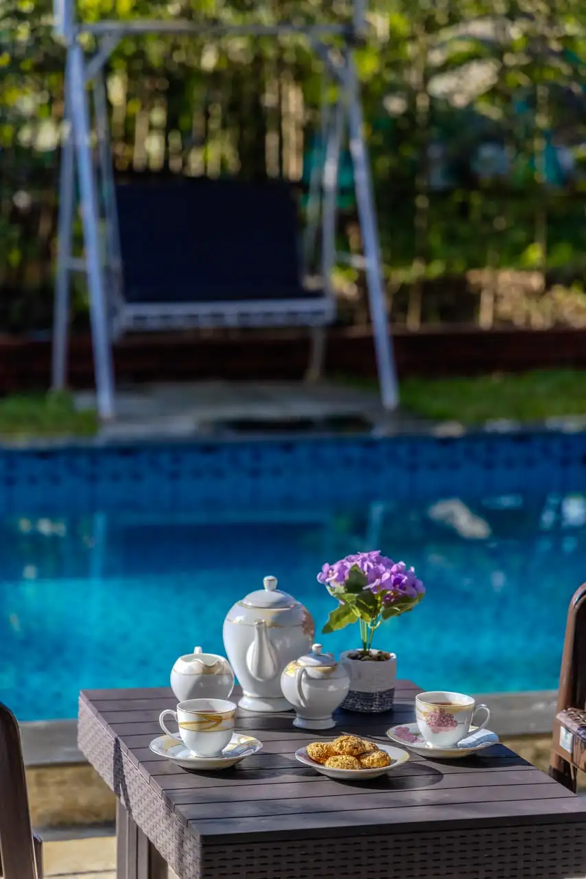 Poolside tea, Borde Farms Panshet
