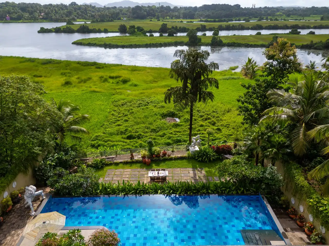 Aerial view over the river, El Glass Villa