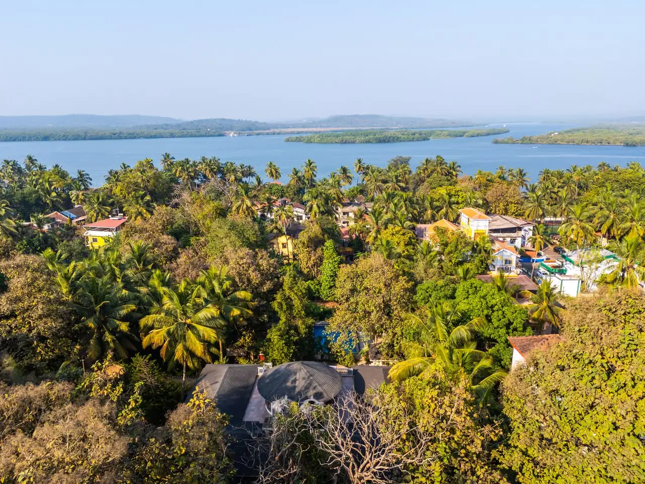 Aerial view toward the river, Solitaire Old Goa